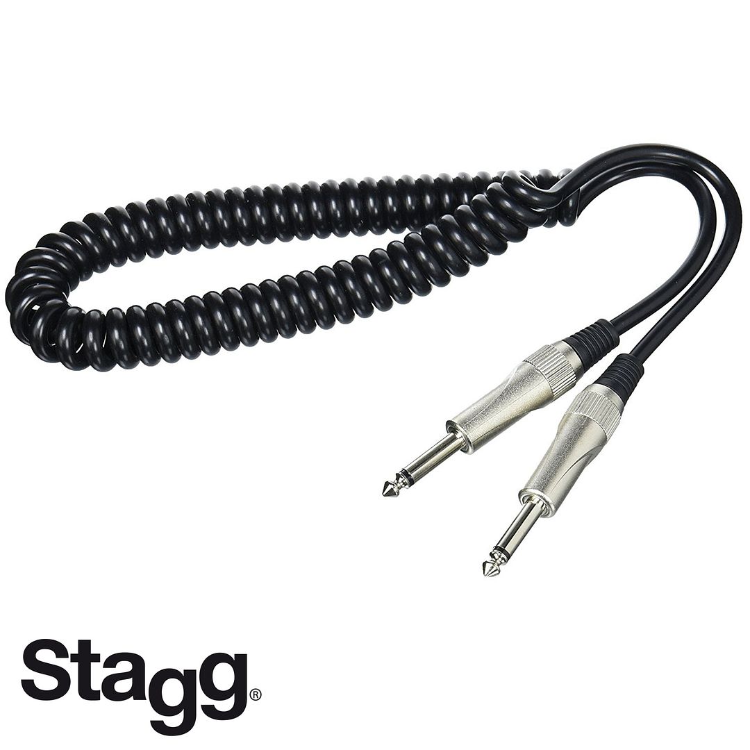 Stagg SGCC3 DL 3m 10 ft Deluxe Standard Coiled Guitar Cable Black